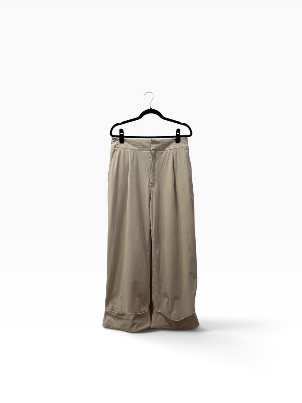 Modern Ambition Beige Pleated Wide Leg Wide Cuff Pants 12